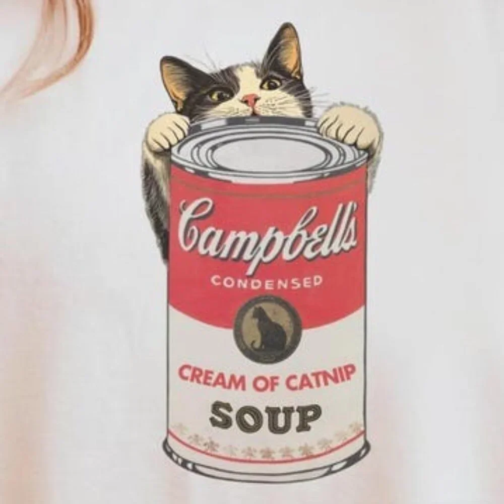 Pop Art Style T-Shirt, Vintage Style Cat Lover Tee